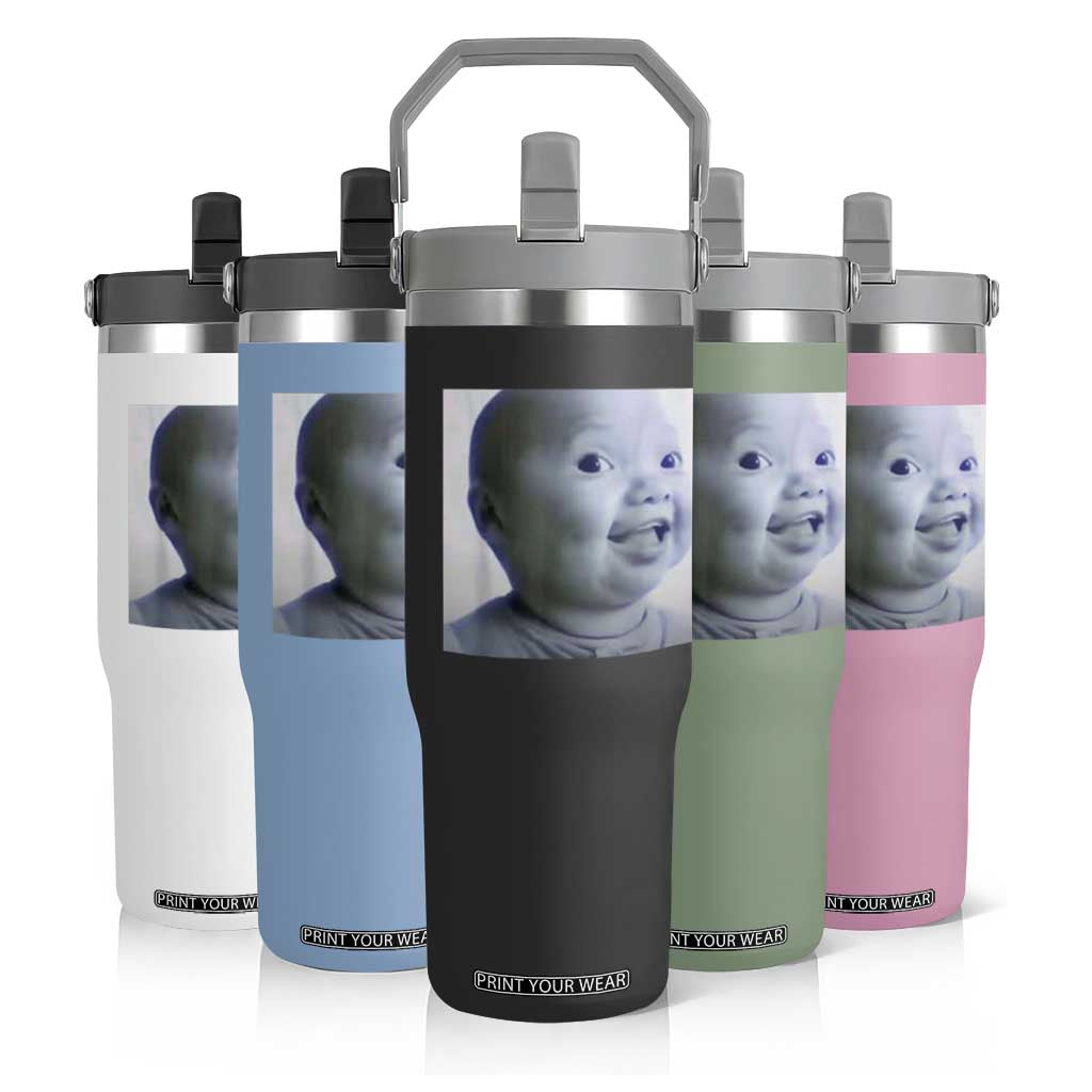 Funny Tuff Baby Side Eye Meme Flip Straw Tumbler Viral AI Niche Baby Face Reaction TS02 Print Your Wear
