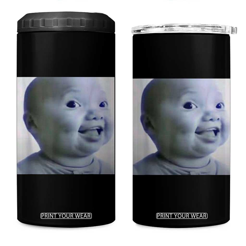 Funny Tuff Baby Side Eye Meme 4 in 1 Can Cooler Tumbler Viral AI Niche Baby Face Reaction TS02 One Size: 16 oz Black Print Your Wear