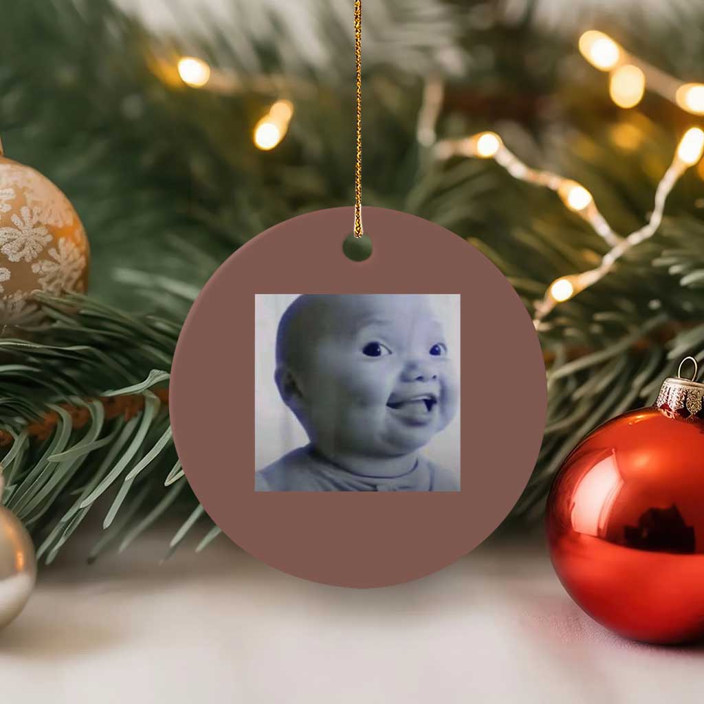 Funny Tuff Baby Side Eye Meme Ceramic Ornament Viral AI Niche Baby Face Reaction TS02 1pc Mocha Print Your Wear