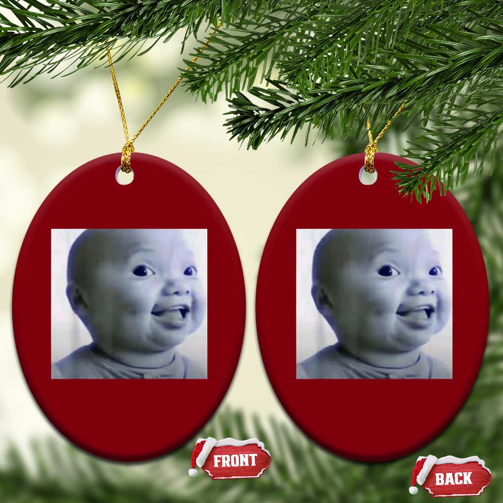 Funny Tuff Baby Side Eye Meme Ceramic Ornament Viral AI Niche Baby Face Reaction TS02 Print Your Wear