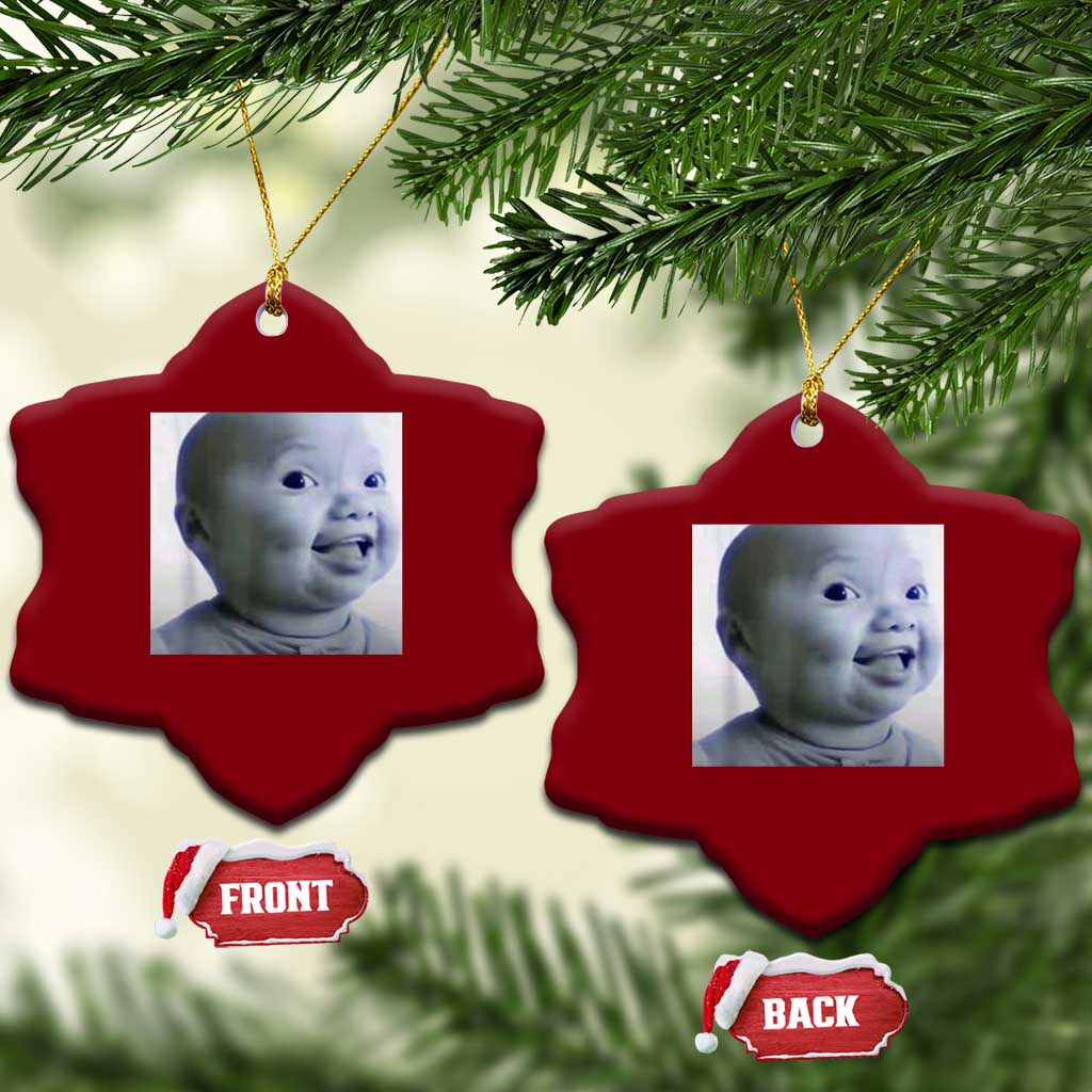 Funny Tuff Baby Side Eye Meme Ceramic Ornament Viral AI Niche Baby Face Reaction TS02 Print Your Wear