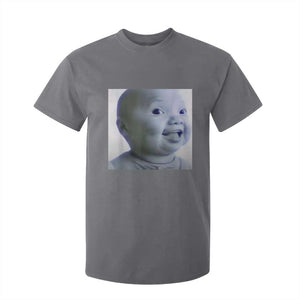 Funny Tuff Baby Side Eye Meme T Shirt For Kid Viral AI Niche Baby Face Reaction TS02 Charcoal Print Your Wear