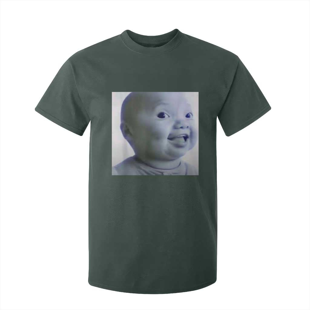 Funny Tuff Baby Side Eye Meme T Shirt For Kid Viral AI Niche Baby Face Reaction TS02 Dark Forest Green Print Your Wear