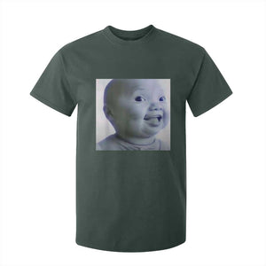 Funny Tuff Baby Side Eye Meme T Shirt For Kid Viral AI Niche Baby Face Reaction TS02 Dark Forest Green Print Your Wear