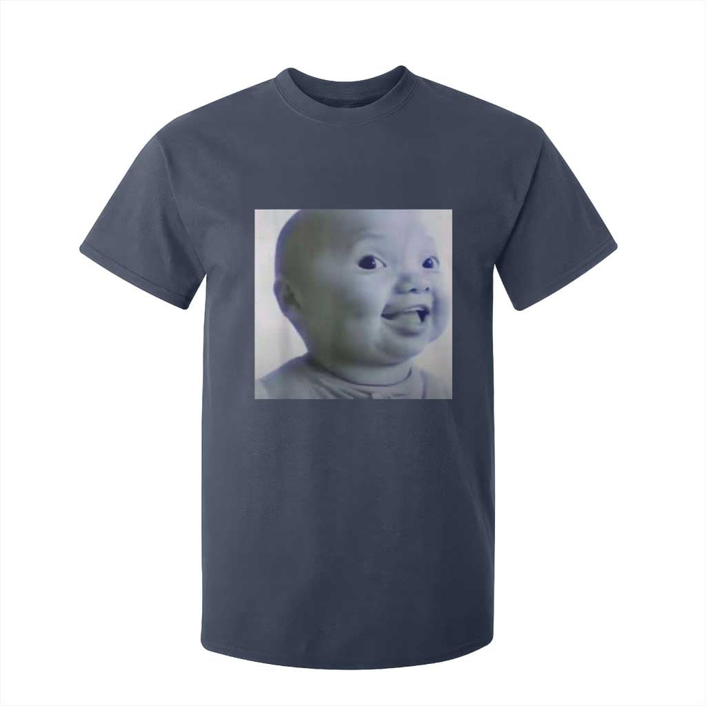 Funny Tuff Baby Side Eye Meme T Shirt For Kid Viral AI Niche Baby Face Reaction TS02 Navy Print Your Wear