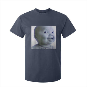 Funny Tuff Baby Side Eye Meme T Shirt For Kid Viral AI Niche Baby Face Reaction TS02 Navy Print Your Wear