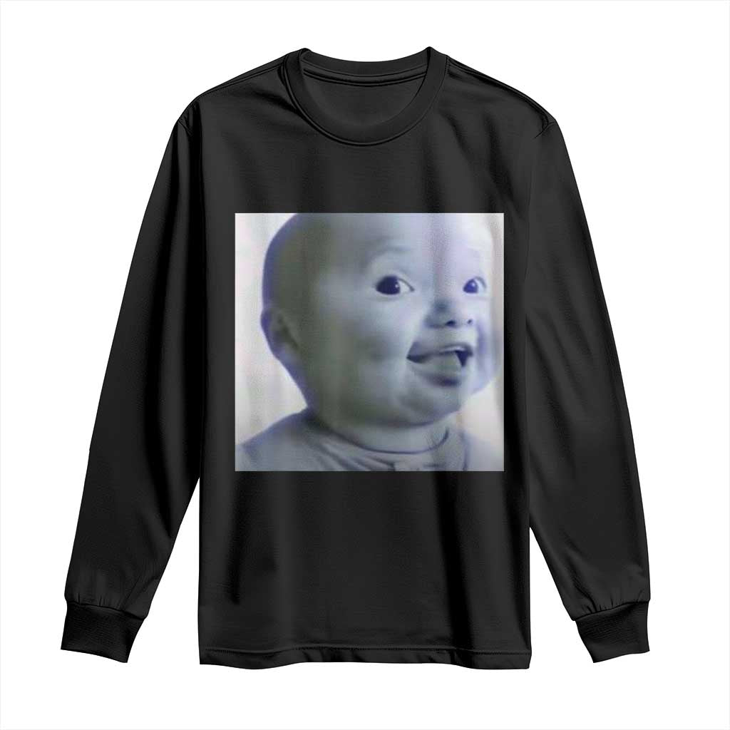 Funny Tuff Baby Side Eye Meme Long Sleeve Shirt Viral AI Niche Baby Face Reaction TS02 Black Print Your Wear