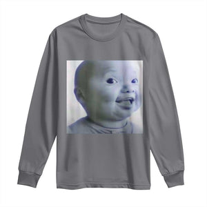 Funny Tuff Baby Side Eye Meme Long Sleeve Shirt Viral AI Niche Baby Face Reaction TS02 Charcoal Print Your Wear