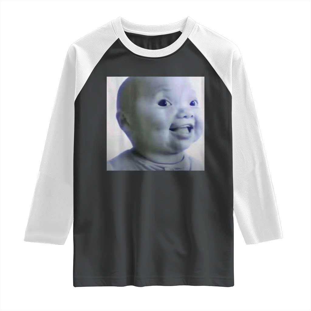 Funny Tuff Baby Side Eye Meme Raglan Shirt Viral AI Niche Baby Face Reaction TS02 Black White Print Your Wear