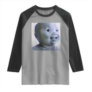 Funny Tuff Baby Side Eye Meme Raglan Shirt Viral AI Niche Baby Face Reaction TS02 Sport Gray Black Print Your Wear