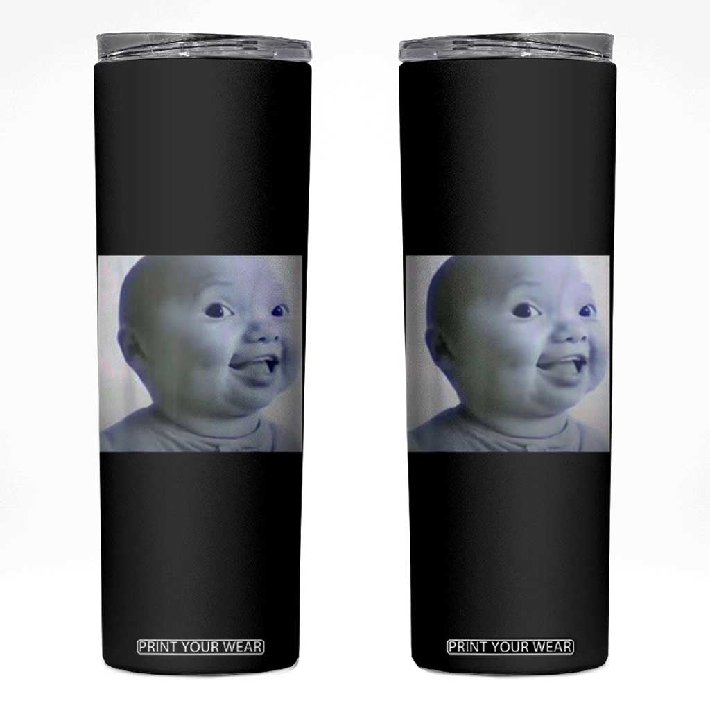 Funny Tuff Baby Side Eye Meme Skinny Tumbler Viral AI Niche Baby Face Reaction TS02 Black Print Your Wear