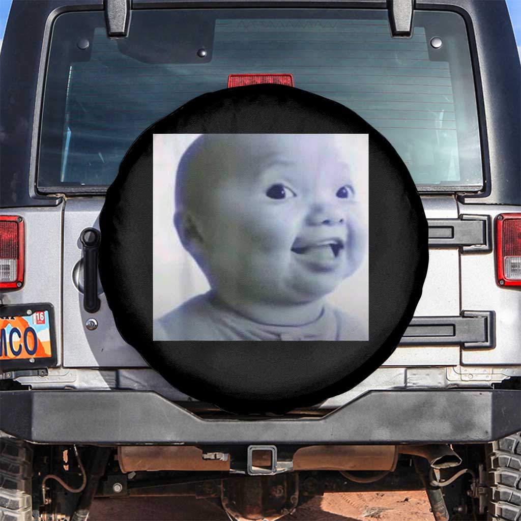 Funny Tuff Baby Side Eye Meme Spare Tire Cover Viral AI Niche Baby Face Reaction TS02 No hole Black Print Your Wear