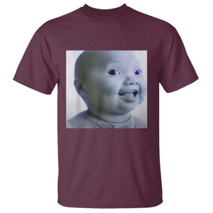 Funny Tuff Baby Side Eye Meme T Shirt Viral AI Niche Baby Face Reaction TS02 Maroon Print Your Wear