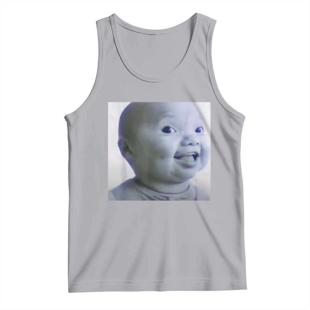 Funny Tuff Baby Side Eye Meme Tank Top Viral AI Niche Baby Face Reaction TS02 Athletic Heather Print Your Wear