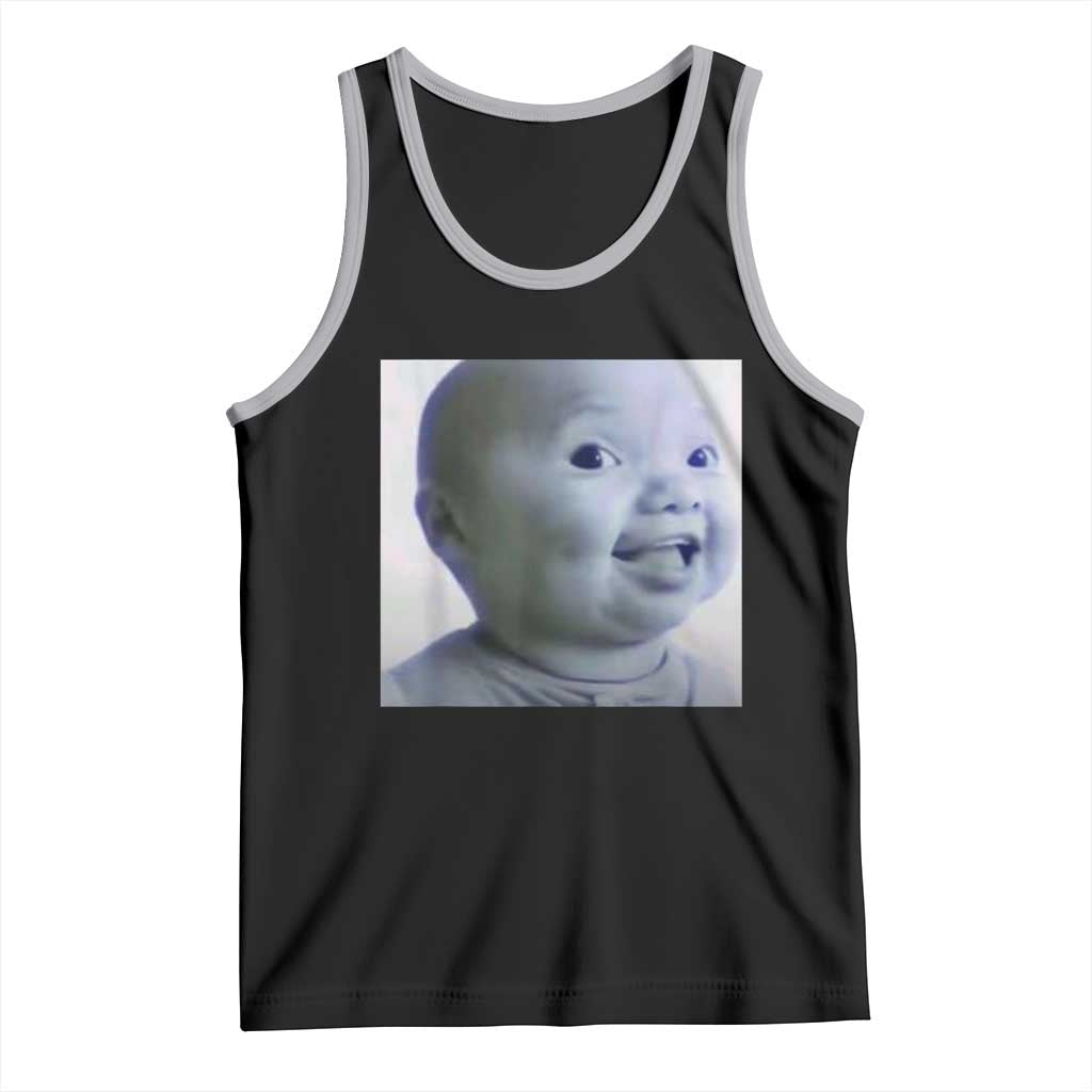 Funny Tuff Baby Side Eye Meme Tank Top Viral AI Niche Baby Face Reaction TS02 Black Athletic Heather Print Your Wear