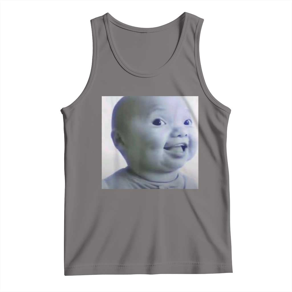 Funny Tuff Baby Side Eye Meme Tank Top Viral AI Niche Baby Face Reaction TS02 Deep Heather Print Your Wear
