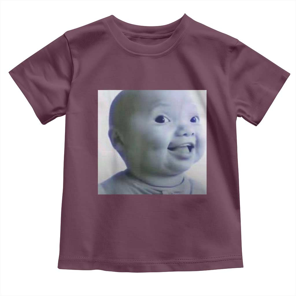 Funny Tuff Baby Side Eye Meme Toddler T Shirt Viral AI Niche Baby Face Reaction TS02 Maroon Print Your Wear
