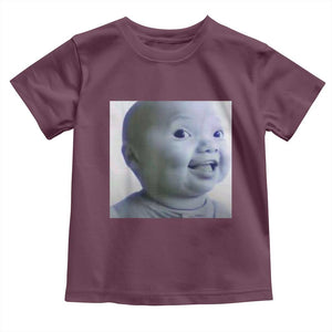 Funny Tuff Baby Side Eye Meme Toddler T Shirt Viral AI Niche Baby Face Reaction TS02 Maroon Print Your Wear