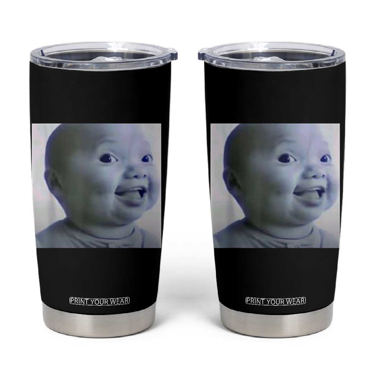Funny Tuff Baby Side Eye Meme Tumbler Cup Viral AI Niche Baby Face Reaction TS02 Black Print Your Wear