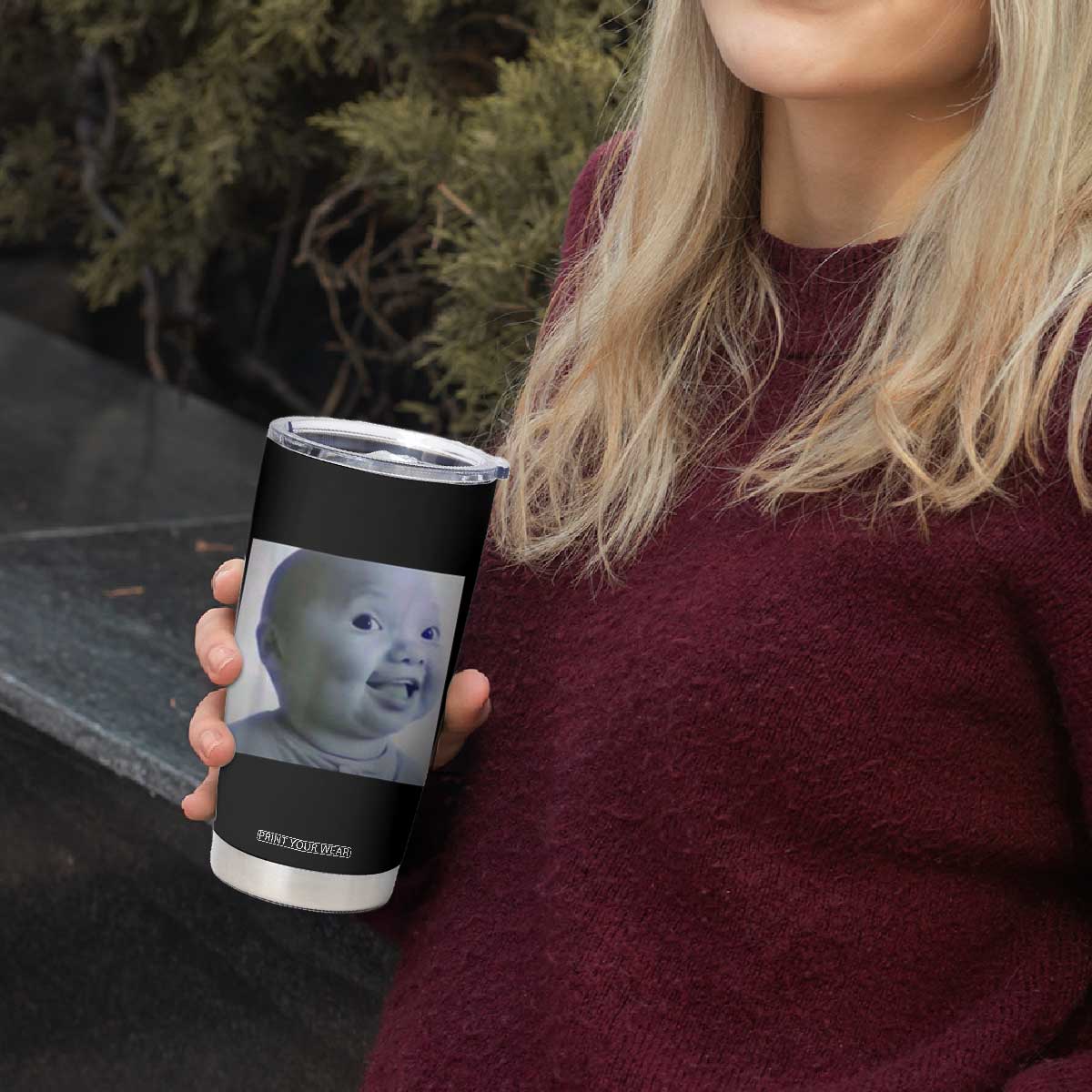 Funny Tuff Baby Side Eye Meme Tumbler Cup Viral AI Niche Baby Face Reaction TS02 Print Your Wear