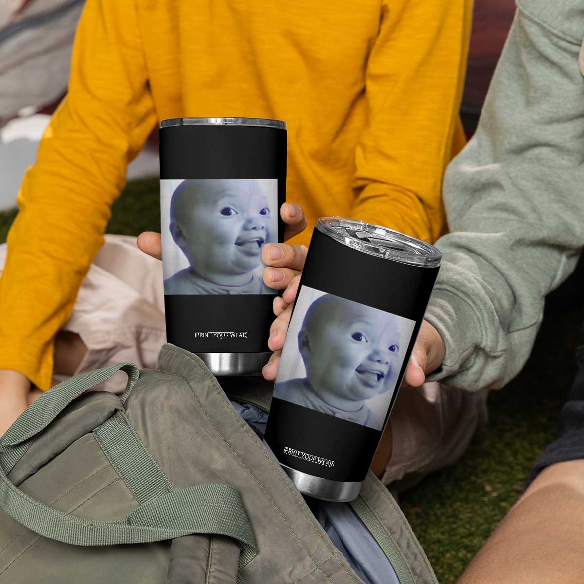 Funny Tuff Baby Side Eye Meme Tumbler Cup Viral AI Niche Baby Face Reaction TS02 Print Your Wear