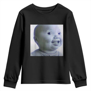 Funny Tuff Baby Side Eye Meme Youth Sweatshirt Viral AI Niche Baby Face Reaction TS02 Black Print Your Wear