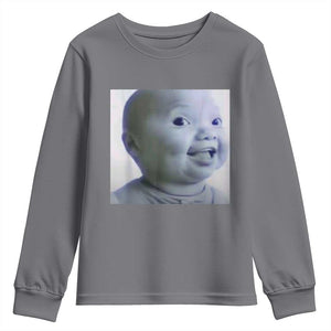 Funny Tuff Baby Side Eye Meme Youth Sweatshirt Viral AI Niche Baby Face Reaction TS02 Charcoal Print Your Wear
