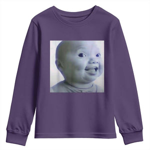 Funny Tuff Baby Side Eye Meme Youth Sweatshirt Viral AI Niche Baby Face Reaction TS02 Purple Print Your Wear
