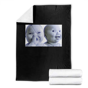 Funny Double Trouble Tuff Baby Meme Throw Blanket Viral AI Niche Baby Holding Laugh Duo Reaction TS02 Black Print Your Wear
