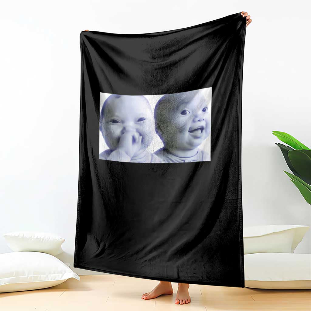 Funny Double Trouble Tuff Baby Meme Throw Blanket Viral AI Niche Baby Holding Laugh Duo Reaction TS02 Print Your Wear
