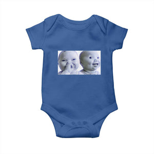 Funny Double Trouble Tuff Baby Meme Baby Onesie Viral AI Niche Baby Holding Laugh Duo Reaction TS02 Royal Blue Print Your Wear