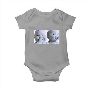 Funny Double Trouble Tuff Baby Meme Baby Onesie Viral AI Niche Baby Holding Laugh Duo Reaction TS02 Sport Gray Print Your Wear