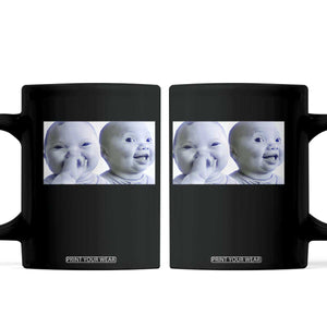 Funny Double Trouble Tuff Baby Meme Coffee Mug Viral AI Niche Baby Holding Laugh Duo Reaction TS02 Black Print Your Wear