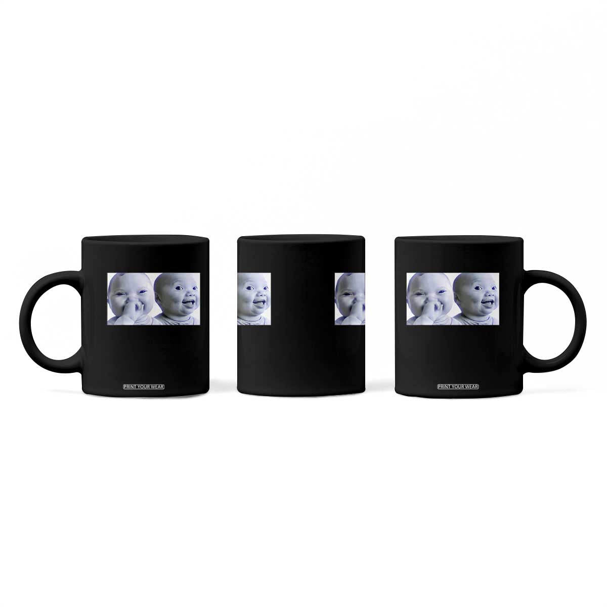 Funny Double Trouble Tuff Baby Meme Coffee Mug Viral AI Niche Baby Holding Laugh Duo Reaction TS02 Print Your Wear