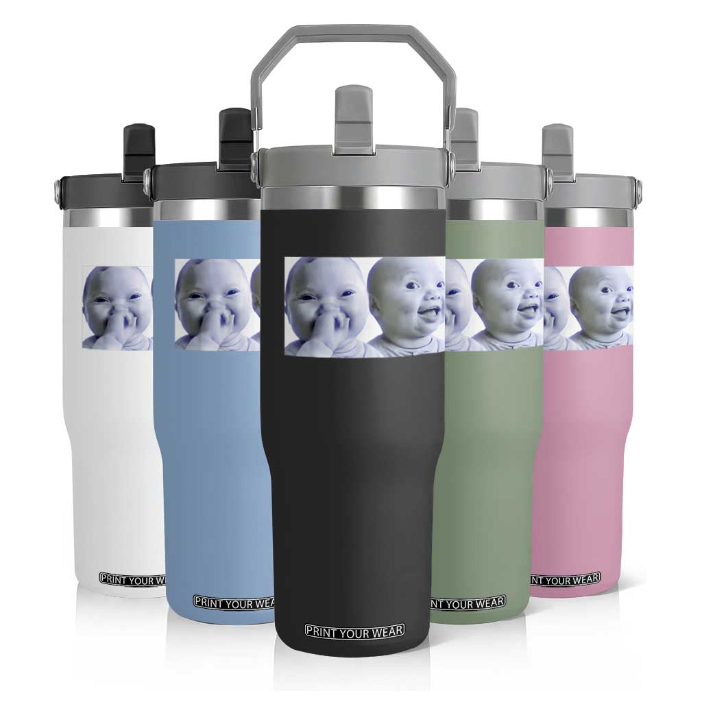 Funny Double Trouble Tuff Baby Meme Flip Straw Tumbler Viral AI Niche Baby Holding Laugh Duo Reaction TS02 Print Your Wear