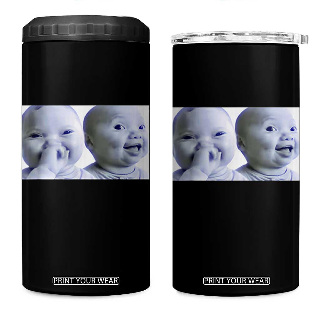 Funny Double Trouble Tuff Baby Meme 4 in 1 Can Cooler Tumbler Viral AI Niche Baby Holding Laugh Duo Reaction TS02 One Size: 16 oz Black Print Your Wear
