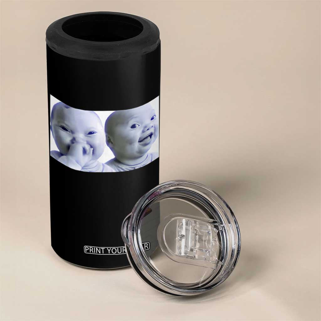 Funny Double Trouble Tuff Baby Meme 4 in 1 Can Cooler Tumbler Viral AI Niche Baby Holding Laugh Duo Reaction TS02 Print Your Wear