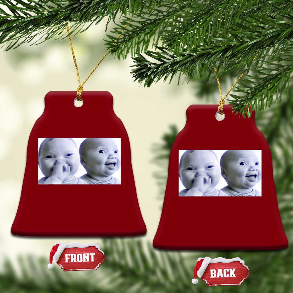 Funny Double Trouble Tuff Baby Meme Ceramic Ornament Viral AI Niche Baby Holding Laugh Duo Reaction TS02 Print Your Wear