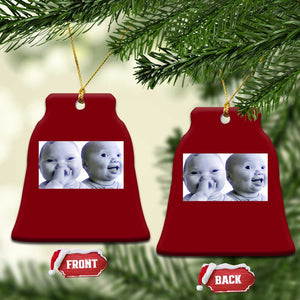 Funny Double Trouble Tuff Baby Meme Ceramic Ornament Viral AI Niche Baby Holding Laugh Duo Reaction TS02 Print Your Wear