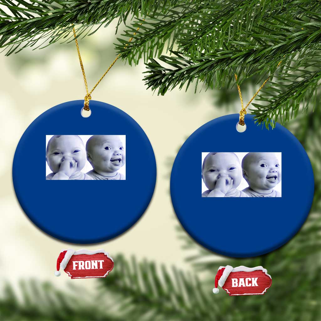Funny Double Trouble Tuff Baby Meme Ceramic Ornament Viral AI Niche Baby Holding Laugh Duo Reaction TS02 1pc Blue Print Your Wear
