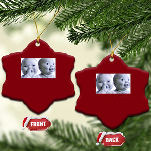 Funny Double Trouble Tuff Baby Meme Ceramic Ornament Viral AI Niche Baby Holding Laugh Duo Reaction TS02 Print Your Wear