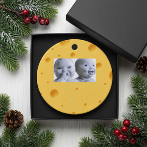 Funny Double Trouble Tuff Baby Meme Ceramic Ornament Viral AI Niche Baby Holding Laugh Duo Reaction TS02 1pc Yellow Cheese Print Your Wear