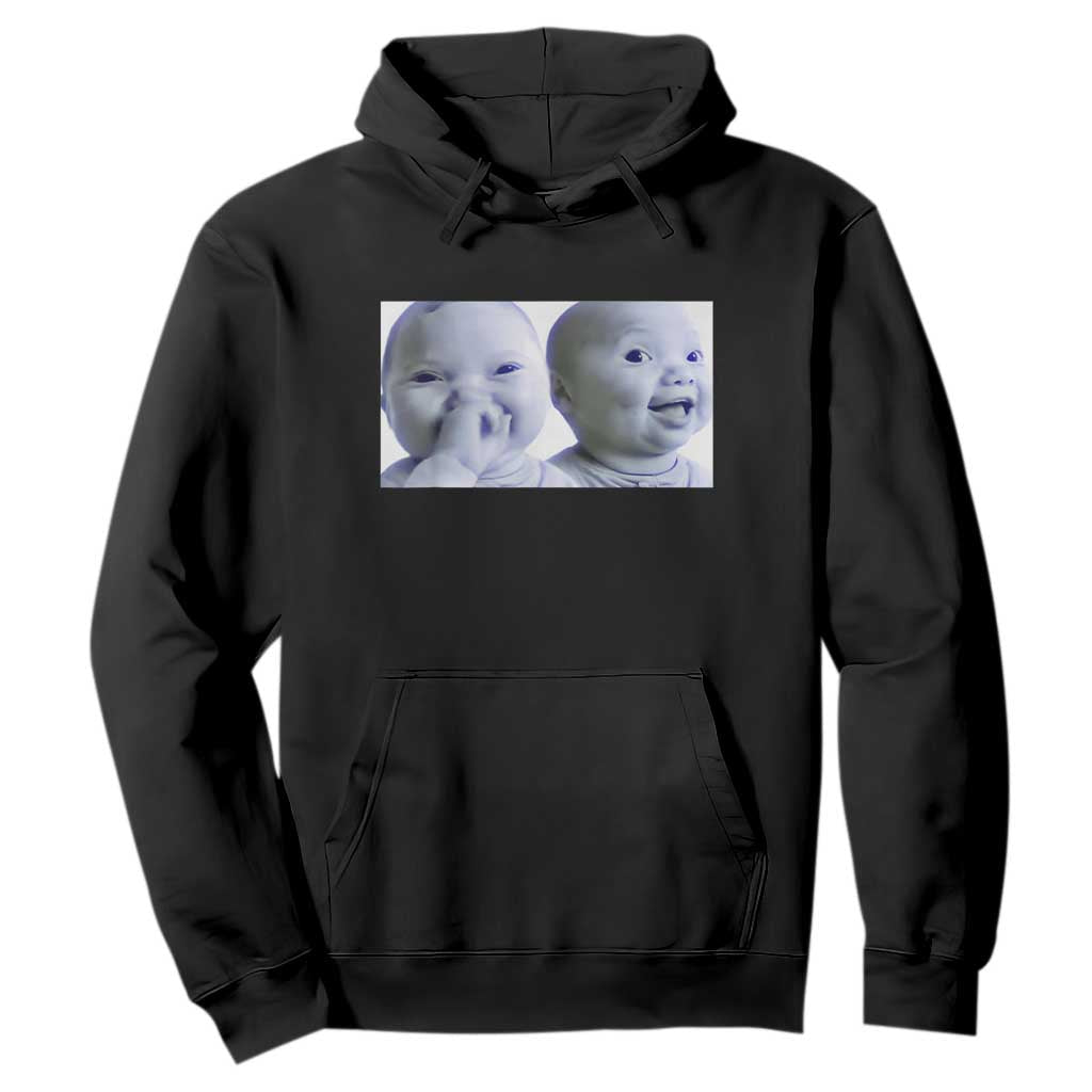 Funny Double Trouble Tuff Baby Meme Hoodie Viral AI Niche Baby Holding Laugh Duo Reaction TS02 Black Print Your Wear