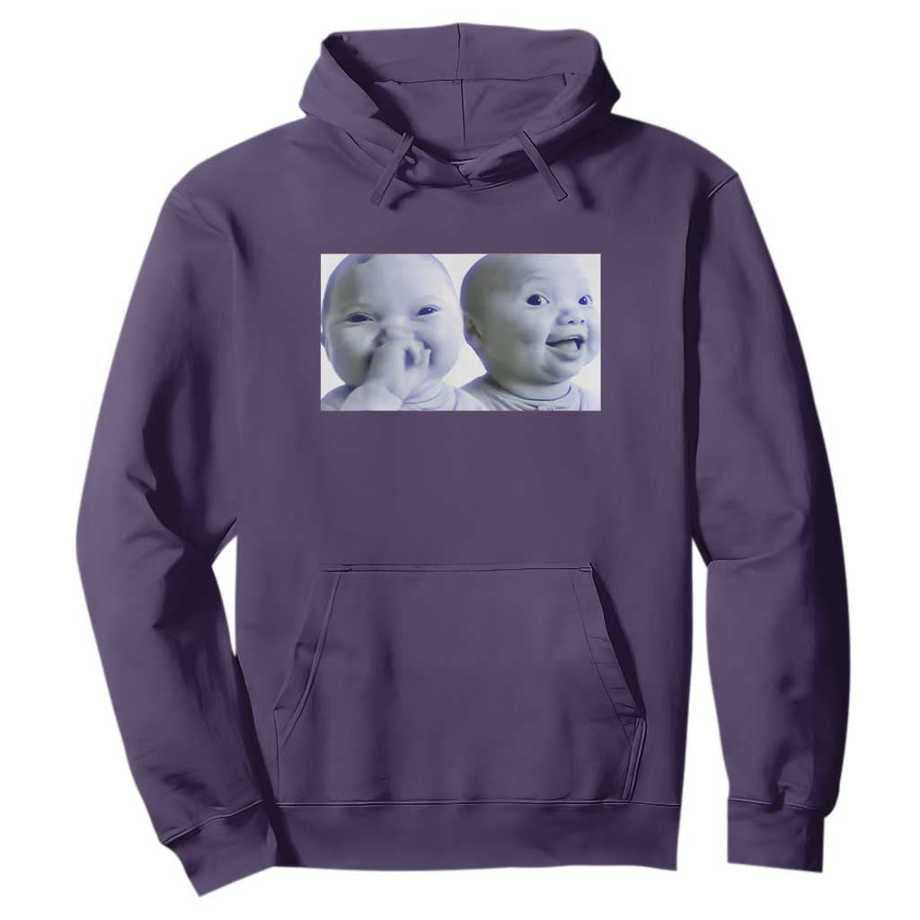 Funny Double Trouble Tuff Baby Meme Hoodie Viral AI Niche Baby Holding Laugh Duo Reaction TS02 Purple Print Your Wear