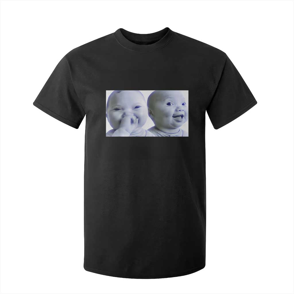 Funny Double Trouble Tuff Baby Meme T Shirt For Kid Viral AI Niche Baby Holding Laugh Duo Reaction TS02 Black Print Your Wear