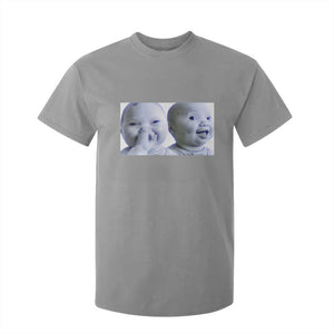 Funny Double Trouble Tuff Baby Meme T Shirt For Kid Viral AI Niche Baby Holding Laugh Duo Reaction TS02 Sport Gray Print Your Wear