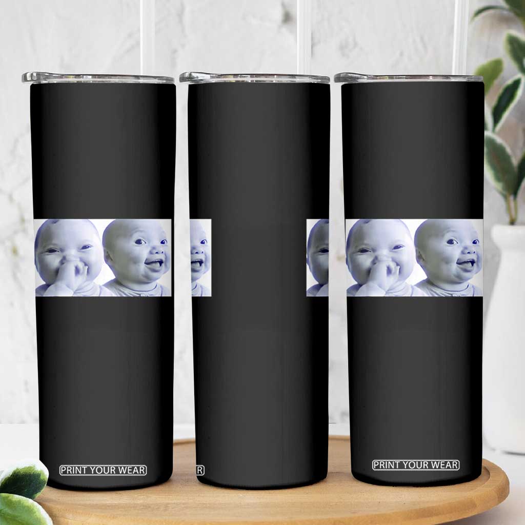 Funny Double Trouble Tuff Baby Meme Skinny Tumbler Viral AI Niche Baby Holding Laugh Duo Reaction TS02 Print Your Wear