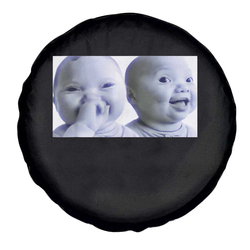 Funny Double Trouble Tuff Baby Meme Spare Tire Cover Viral AI Niche Baby Holding Laugh Duo Reaction TS02 Print Your Wear