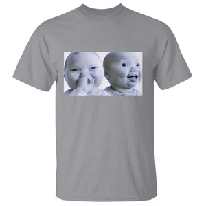 Funny Double Trouble Tuff Baby Meme T Shirt Viral AI Niche Baby Holding Laugh Duo Reaction TS02 Sport Gray Print Your Wear