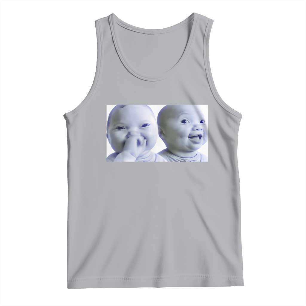 Funny Double Trouble Tuff Baby Meme Tank Top Viral AI Niche Baby Holding Laugh Duo Reaction TS02 Athletic Heather Print Your Wear